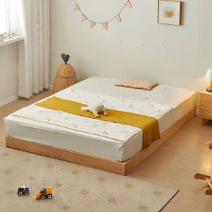 "Natural Color Modish Natural Wood Standard Children Bed with Spring Mattress for Gender Neutral"